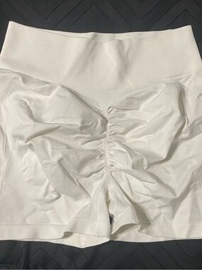 White Scrunchbutt Active Shorts
